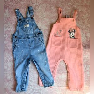 OshKosh B'gosh Pink Minnie & Light Blue Denim Heart Overalls